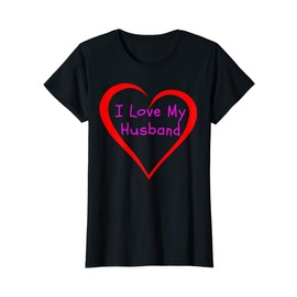 Womens I Love My Husband Valentines day heart design for her T-Shirt