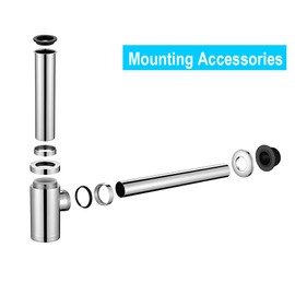 ONECE Siphon Stainless Steel Pipe Siphon for Washbasin, Height-Adjustable Siphons Drain Fitting Including Rubber Sleeve and Odour Trap