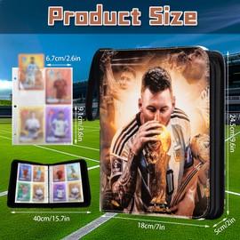 Card Albums7 Card Binder, Football Trading Holder Binder Collectible for Kids, PU Leather Cards Trainer Albums, Binder for 50 Page - Capacity 400 Cards Birthday Football for Boys