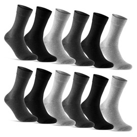 12 Pairs Men's Black Business Socks Cotton Men's Socks, 4 x grey, 4 x anthracite, 4 x black