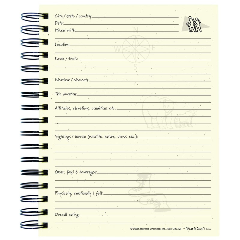 Journals Unlimited "Write it Down!" Series Guided Journal, Hiking, A
