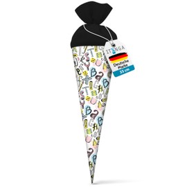 itenga Sibling School Cone 35 cm Motif Formulas or Letters Gift Packaging Small School Cone for Students for Starting School Training Study (Motif Letters)