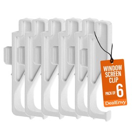 DealEnvy Full Screen Latch Compatible with Andersen 400 and 200 Series Double Hung and Gliding Windows from Year 2000 to Present - Replacement Clips for Windows and Door Screens (Pack of 6, White)