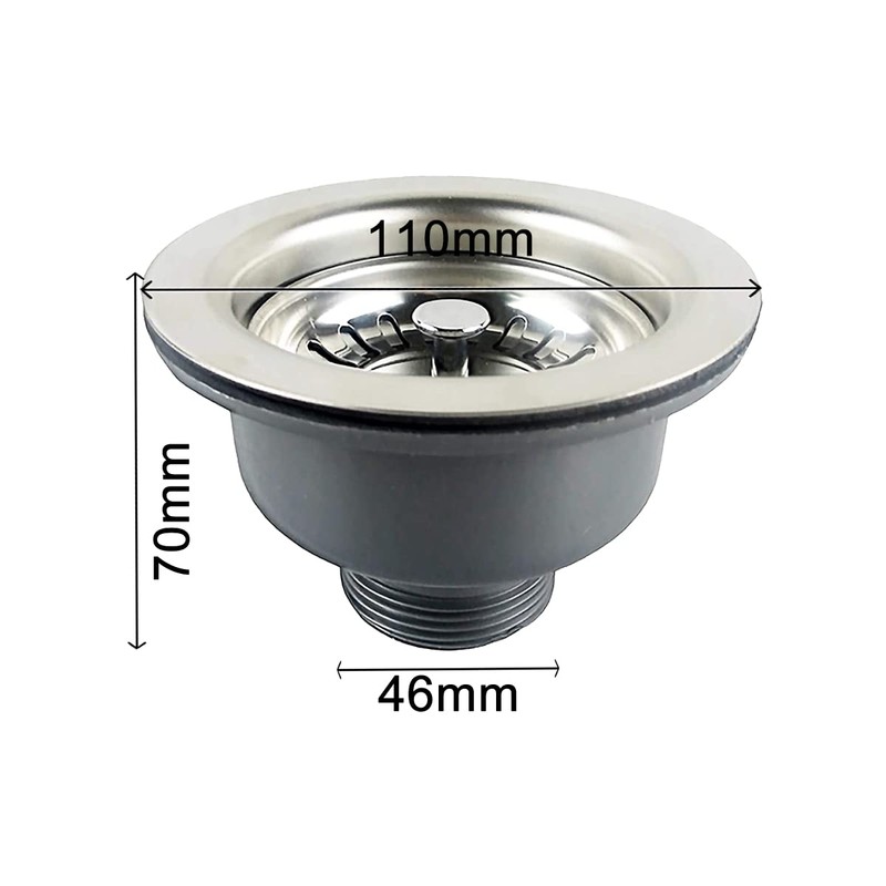 Kitchen Sink Drain Strainer Assembly Stainless Steel Sink Basket Strainer