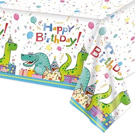 130 * 220 Dinosaur Tablecloth Forest Party Table Cover Large Plastic Dinosaur Table Runner Cartoon WaterProof Rectangular Table Cover for Dinosaur Theme Birthday Party Decoration Supplies