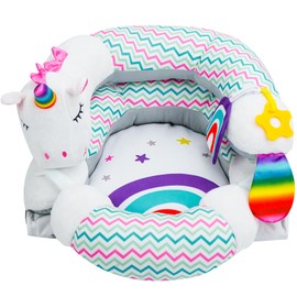 Lovvie & Joy 2-in-1 Tummy Time Mat & Seated Support Pillow,Baby Tummy Time Pillow Support for Newborns and Older Babies,with Detachable Support Pillow and Toys