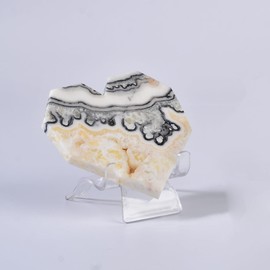 AMOYSTONE Heart Shaped Stones Large Natural Striped Agate Healing Heart Gemstone Crystals Chakra Reiki Balancing Meditation Home Decor, 4.2-4.5"/pc with Rack