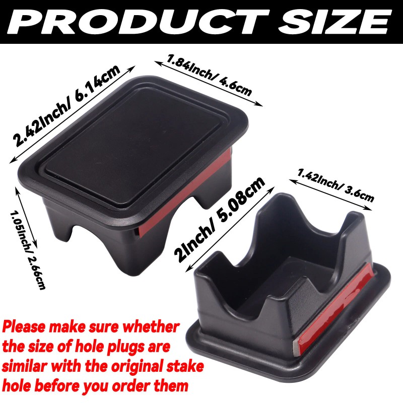 XUKEY 2x Stake Pocket Covers Caps Rail Hole Plugs Accessories