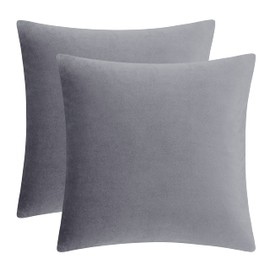 GIGIZAZA Decorative Throw Pillow Covers 24 x 24,Set of 2 Sofa Cushion Grey Pillow Covers,Velvet Pillow Square Cushion Covers