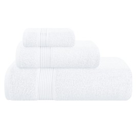Belizzi Home Ultra Soft 3 Pack Cotton Towel Set, Contains a Bath Towel 28x55 inch, a Hand Towel 16x24 inch & a Wash Coth 12x12 inch, Ideal Everyday use, Compact & Lightweight - White