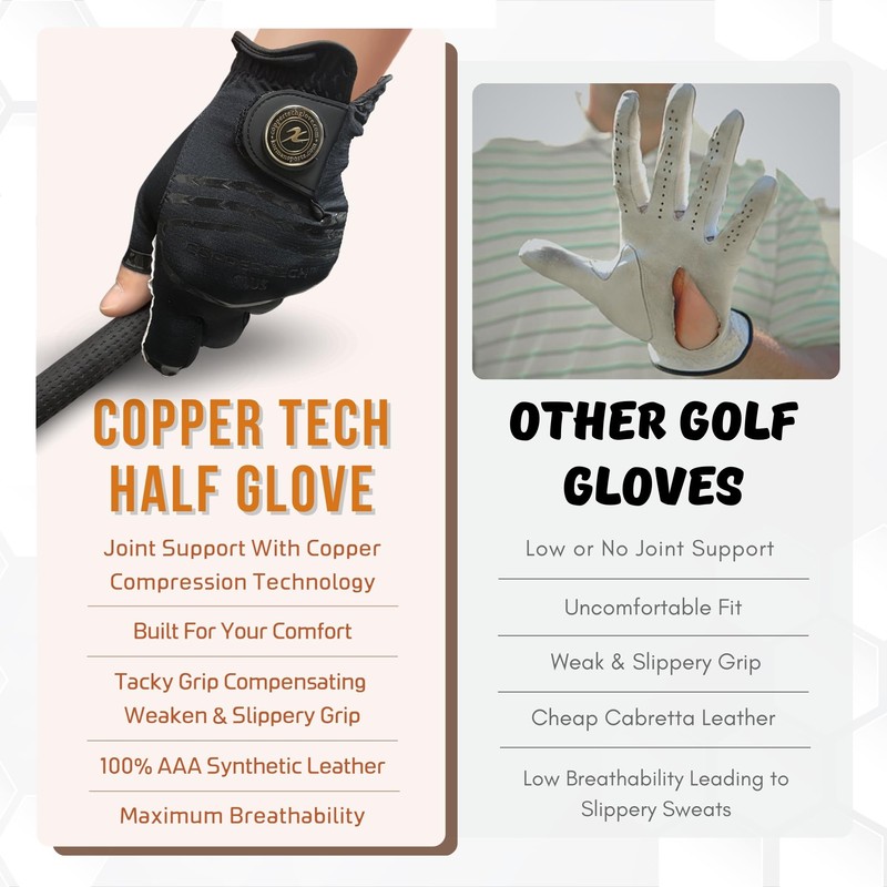 Copper Tech Plus Womens Half Glove Worn ON Left Hand