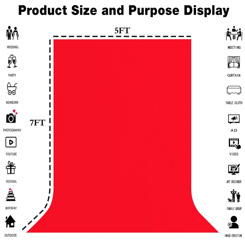 LYLYCTY 5x7FT Red Screen Backdrop Background for Photography, Photo Backdrop