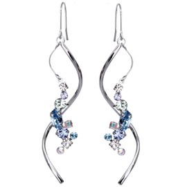 LOKUMI tp-81 Preciosa Earrings, Made in Japan, Crystal, Hypoallergenic, Hook, Hook Earrings, Bijou, Large Swing, Glass, Preciosa Crystal