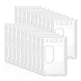 Uniclife 20 Pack Vertical 2-Card Badge Holder Hard Frosted Plastic Case with Thumb Slots Card Protector Pouch with UV Protection for Offices Schools IDs Credit Cards Driver’s Licenses and Passes