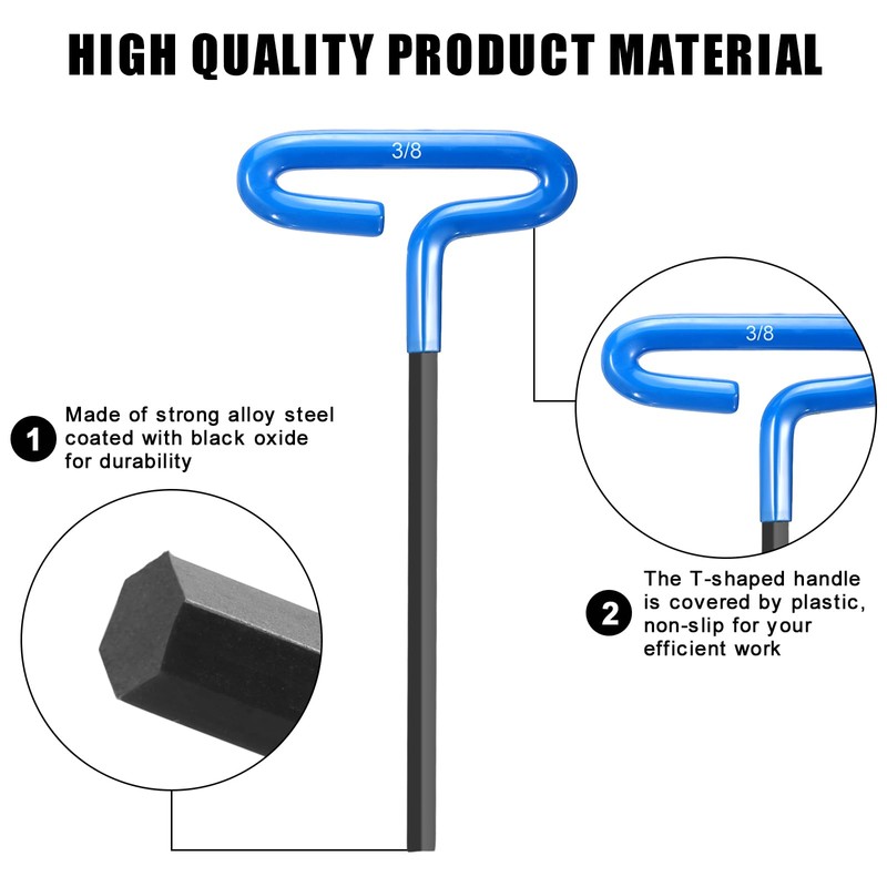 10 Pieces T-handle Hex Key Set 9 Inch Long Hex