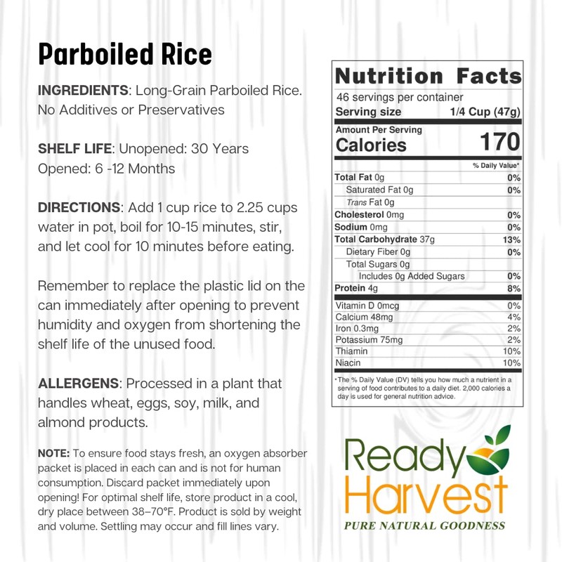 Ready Harvest Emergency Food - Parboiled White Rice | Survival