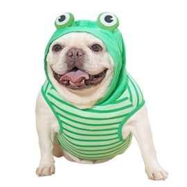 CHEERTAILS - Disfraz de perro pequeño, ropa de Frenchie, disfraz de Halloween para perros, ropa de bulldog francés, sudadera con capucha, disfraz divertido para cachorros, playera sin mangas para