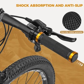 ROCKBROS Bicycle Grips 22 mm, Handlebar Grips with Non-Slip Rubber Surface, Ergonomic Handles with Aluminium Lock-On System, Suitable for MTB, E-Bike, Road Bike, Trekking Bike