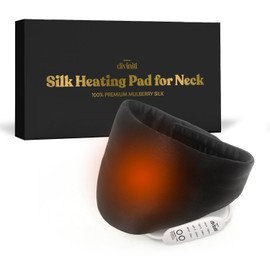 Silk Heated Neck Wrap for Neck Pain - Electric USB Wearable Heating Pad for Neck, Shoulders, Back, 4 Heat Modes w/Auto Shut-Off, Hot Compress Neck, Heat Therapy - Soothe Pain & Relax in Style - Black