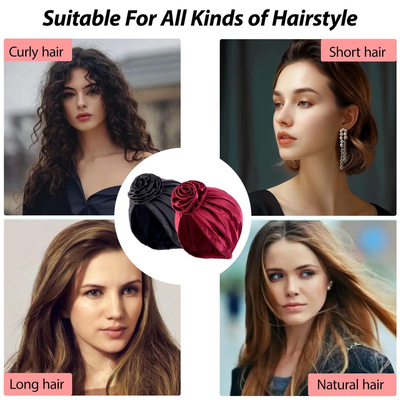 2PCS Silk Bonnet,Satin Hairbonnet,Adjustable Hairbonnet for Sleeping,Soft Satin Bonnet for