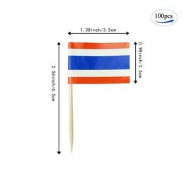 Thailand Flag Thai Flag, Small Mini Thailand Toothpick Flags for Food, Cupcakes, Cocktails, Appetizers, Bar Party Decorations