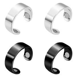 EOYVAIL Magnetfeldtherapie,Ringe für Herren,4 Stück Stressabbauringe Anti-Schnarch-Ringe Doppelte magnetische offene Ringe für Männer und Frauen
