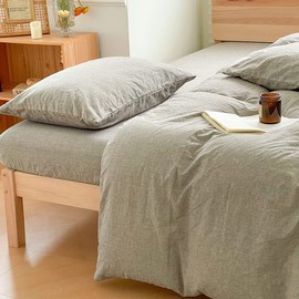 Duvet Cover, Single, Organic Cotton, 100% Cotton, Duvet Cover, Duvet Cover, Cotton Washed Out, All Seasons, Solid, Northern Europe, 59.1 x 82.7 inches (150 x 210 cm), 8 places with strings, Re-wash,