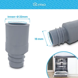 DL-pro Universal Drain Hose End Piece Inner Diameter 22 mm for Washing Machine Dishwasher Drain Hose with 19 mm Diameter