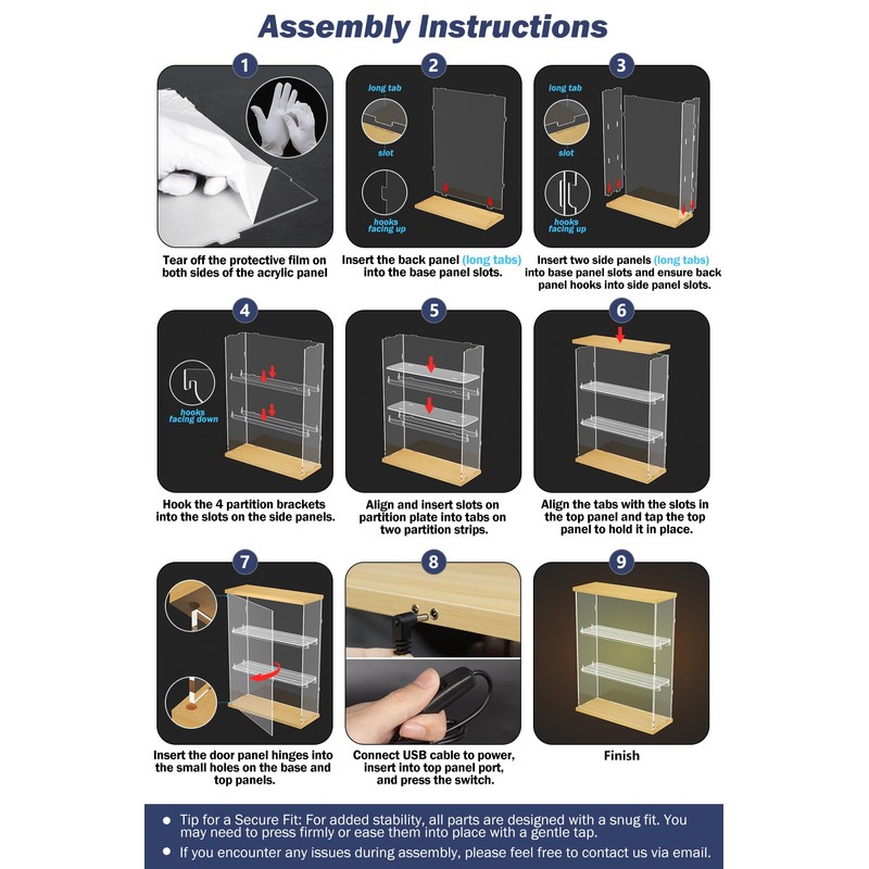 Acrylic Display Case for with LED Light Top Collectibles