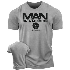 Man On A Mission Men Gym Workout T-Shirt for Intense Fitness Training (XL, Man On A Mission Grey)