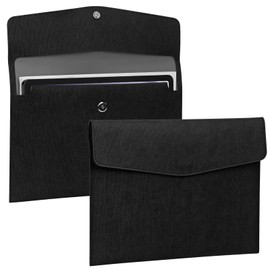 Zentiky PU Leather File Folder - A4 Document Holder Waterproof Envelope Portfolio Case for School and Office Supplies-Black