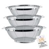 U.S. Kitchen Supply Set of 3 Stainless Steel Colander Strainers