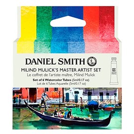 daniel smith Master Artist Extra Fine Watercolour Paint, 6 Pack, 5ml Tubes - (Yellow Hue, Green, Ultramarine Blue, Pyrrole Scarlet, Alizarin Crimson)