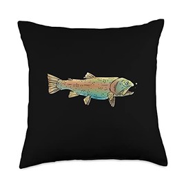Angel Fishing, lustige Sprüche Rainbow Trout Fishing Art Graphic-Men Women Children Throw Pillow, 18x18, Multicolor