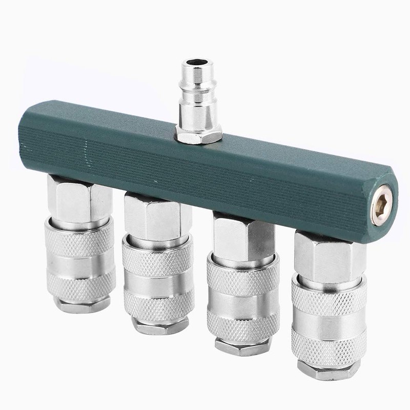 4 Way Air Hose Splitter, Brass Galvanised Pneumatic Connection Adapter,