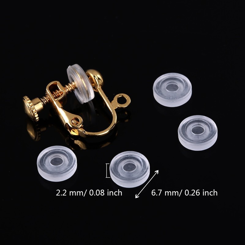 Maxdot 100 Pieces 4 Size Earring Back Pads Clear Silicone