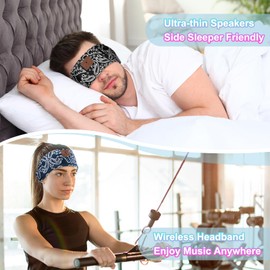 Sleeping Headphones, Bluetooth 5.4 Headband Headphones, Wireless Headband for Yoga, Running, Workout, Travel, Sports, Unique Presents for Adult Teens - Black&Blue