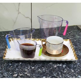 6pc Transparent Drastic Measuring Cup Set, Measuring Cup Stackable Clear Heat-Resistant Cup Easy to Read Measurements Water Measuring Cups for Home Kitchen Cooking (2 Sets of 3 pcs Cup)