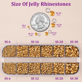 Resin Jelly Rhinestones for Crafting with B7000 Jewelry Glue, 1 Box Gold Flatback Crystal with 3Pcs 10ml Glue, Bedazzling Non Hotfix Gems for DIY Tumblers Clothing Shoes Manicure