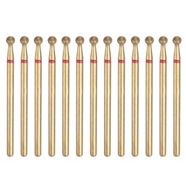 sourcing map 13pcs 200-230 Grits Diamond Grinding Bit 3mm Ball Head 2.35mm Shank 3mm Length Titanium Plated Stone Sanding Drill Bits Rotary Tool for Nails Grinding Polishing