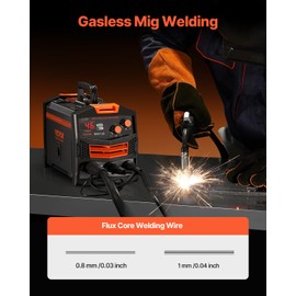 VEVOR MIG Welder, 130Amp Synergic Mig Welding Machine, 110V Gasless Flux Core Welder Machine, Portable Mig Welder with IGBT Inverter Technology and Digital Display Screen
