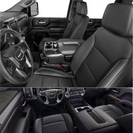 Prefer Warehouse Driver/Passager Bottom Leather Seat Cover, Compatible with 2014-2019 Chevy Silverado LTZ, GMC Sierra 1500 2500 2500HD 3500 3500HD, Black, Perforated, (Driver/Passager Bottom)
