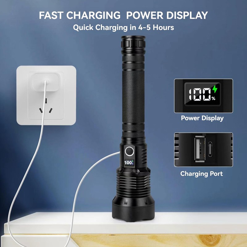 MANGOKKA Flash Light Rechargeable, 2000 Lumens LED Flashlights, Zoomable Tactical