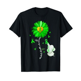 Mental Health Awareness Sunflower Green Ribbon Elephant T-Shirt