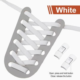 ZcrPrn Elastic Laces for Trainers, No Tie Shoe Laces for Adult and Kids, lock laces, Flat Shoe Laces with Quick Lock Buckle (White)