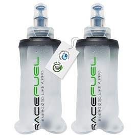 RACEPACE RaceFuel Foldable Water Bottle Gel Bottle, Soft Flask, BPA-Free, with RaceFuel Energy Gel Recipe QR Code, Perfect for Running, Marathon, Triathlon and Cycling (Pack of 2, 150 ml)