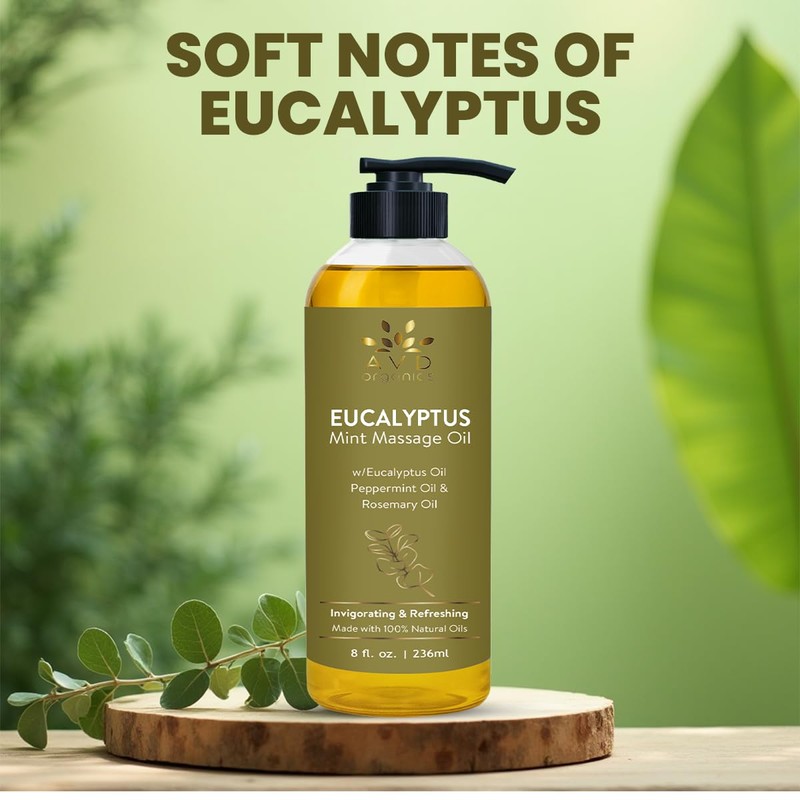 AVD Organics Eucalyptus Mint Massage Oil 236ml – Refreshing &