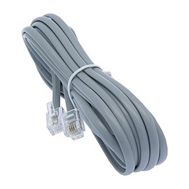 14ft Heavy Duty RJ11 / RJ14 Silver Satin 4 Conductor Reverse Wired Telephone Line Cord by Corpco