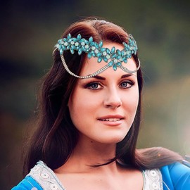 IYOU Snowflakes Fairy Headband Blue Rhinestone Princess Crown Headpiece Crystal Cosplay Christmas Hair Accessories for Women
