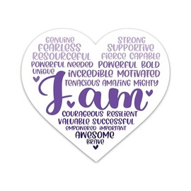 I Am Strong Brave Unique Sticker Inspirational Positivity Sticker Motivational Mental Health Affirmations Waterproof Vinyl Stickers for Laptop Water Bottle Journaling Decals Gifts for Adults Kids